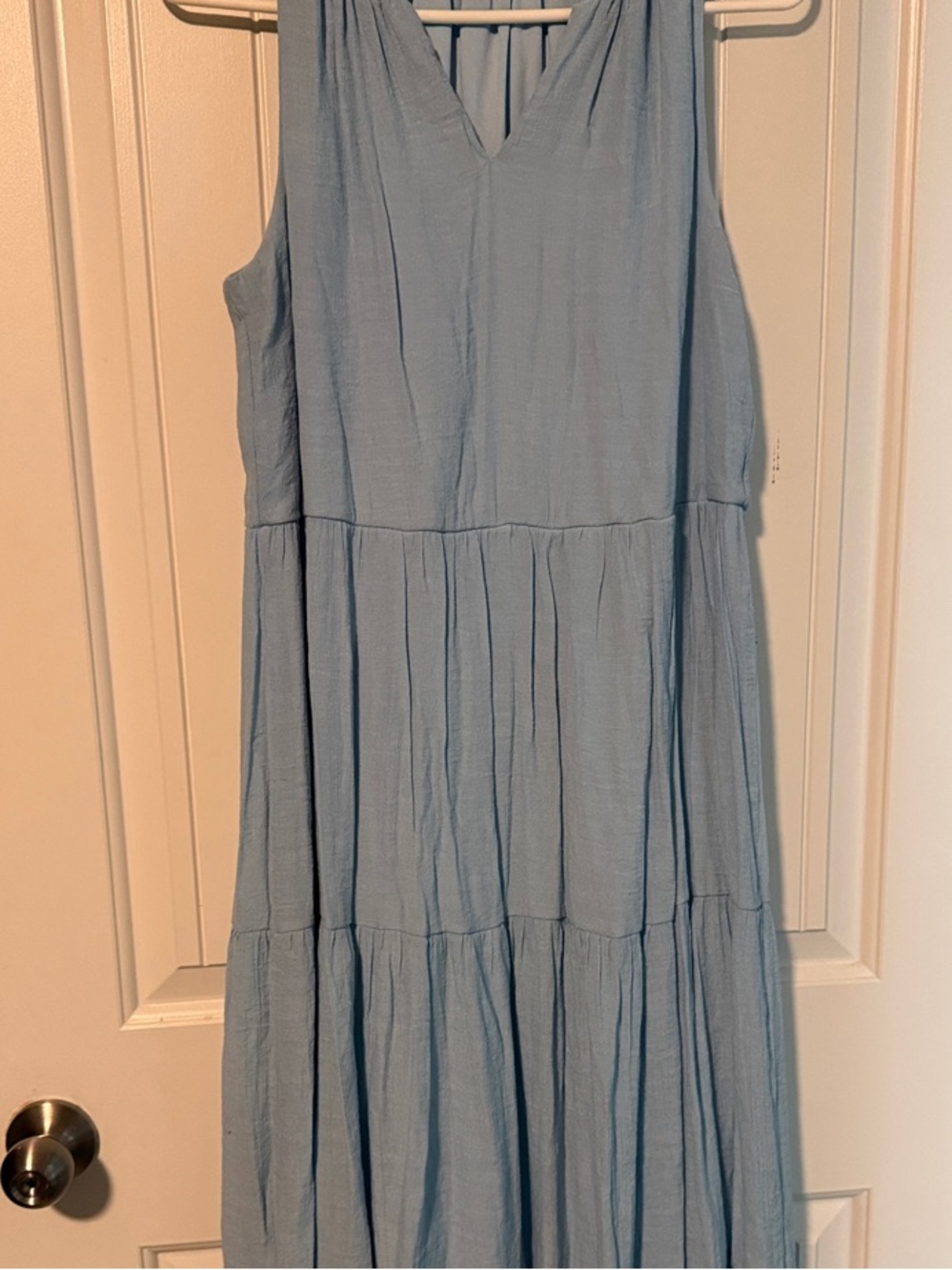 Women’s Indigo Soul Light Blue Tiered Maxi Dress Sleeveless Coquette